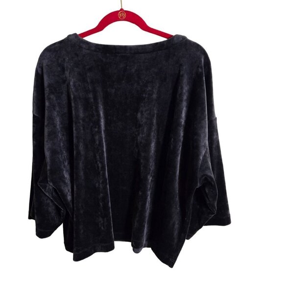J. Jill Pure Jill Charcoal Velvet Kimono Sleeve Oversized Top Size L - Picture 3 of 6